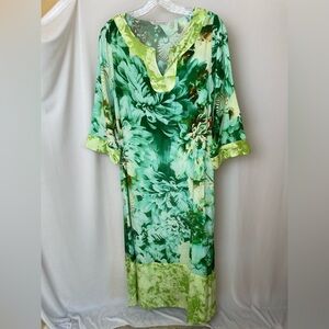 Soft Surroundings Tropical Green Havana Maxi Dress Size petite small